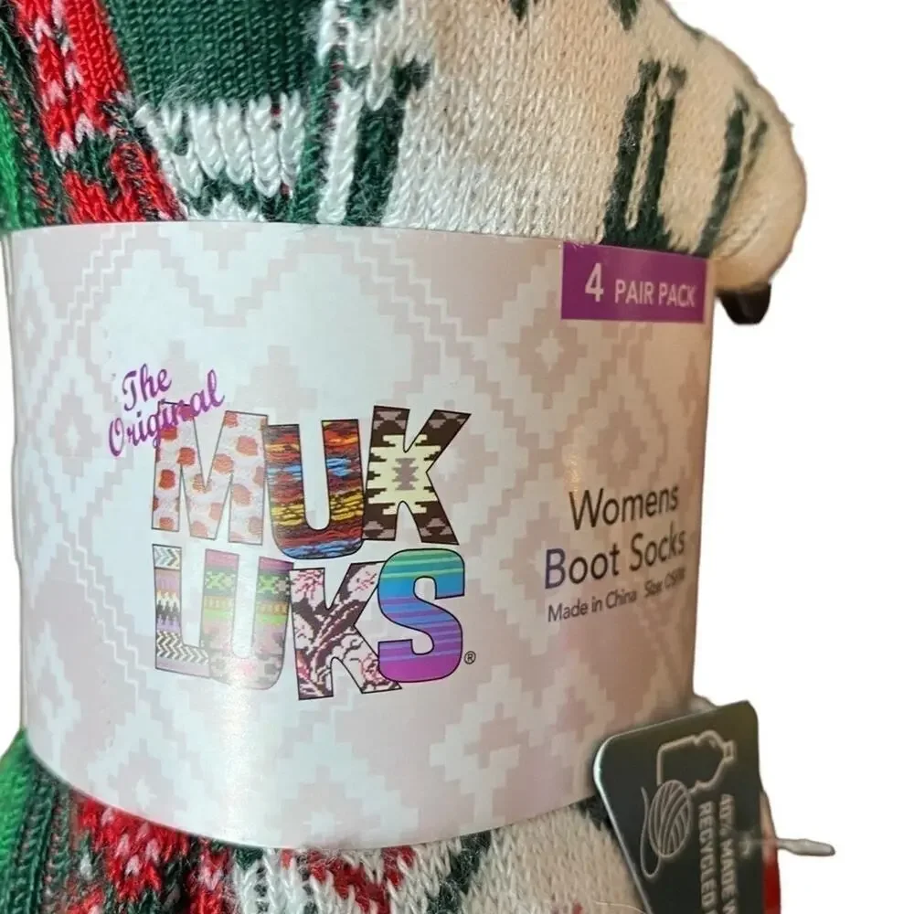 Muk Luks Women's Holiday Boot Socks One Size Fits Most - New